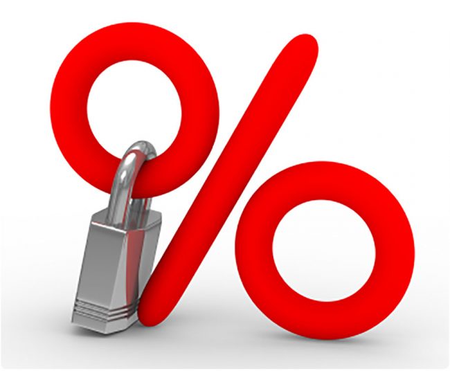 percentage symbol with a key lock