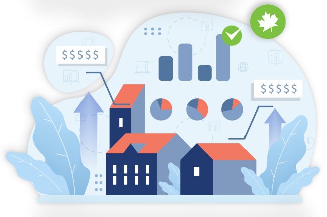 Picture of House with graphs and numbers