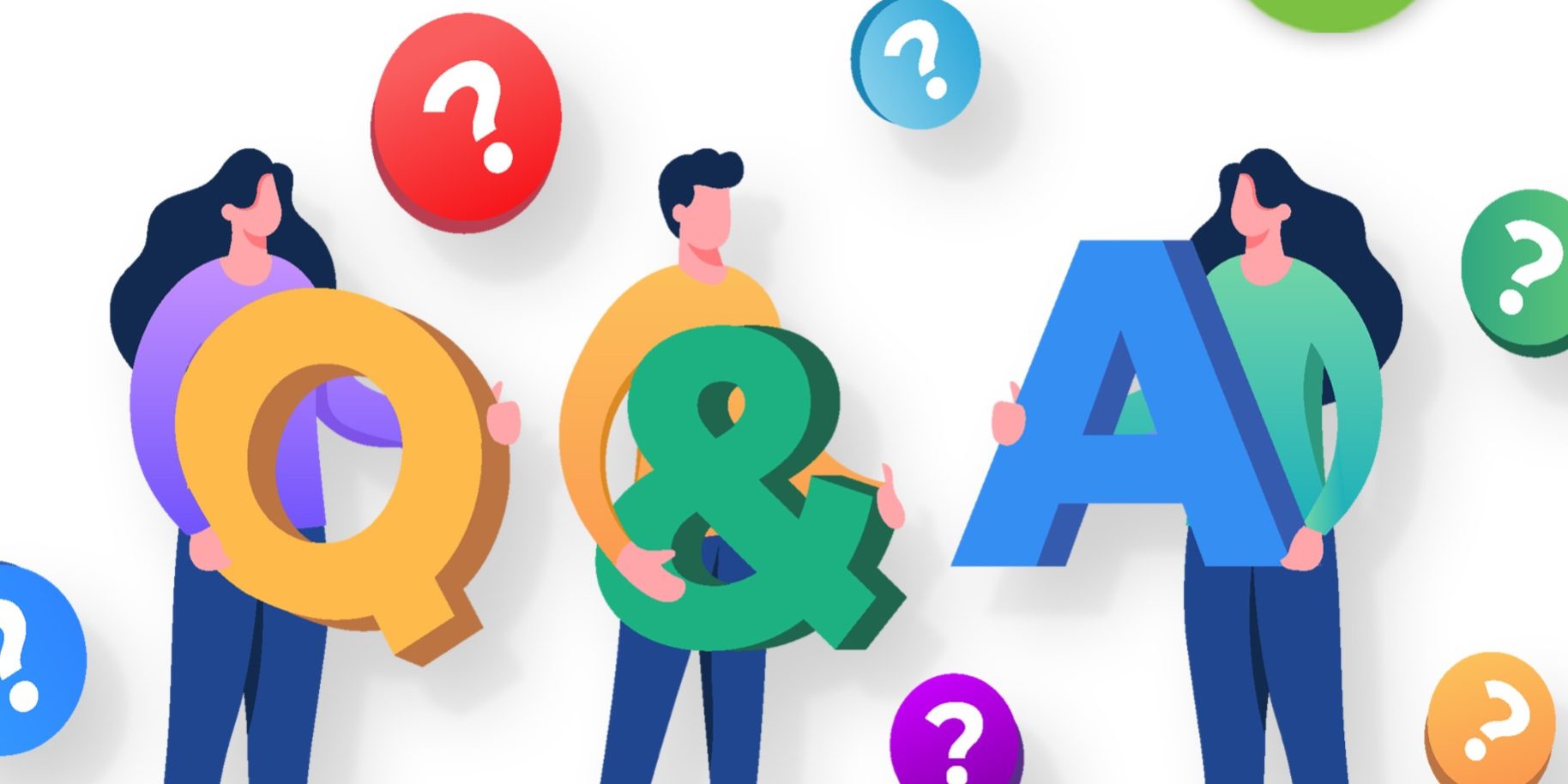Wierd but true copy website people holding the letters Q & A